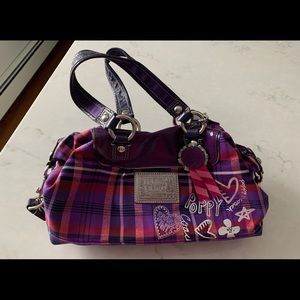 Coach Poppy purple tartan plaid bag RARE